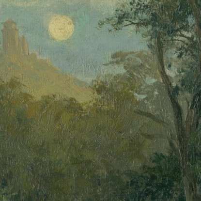 Paesaggio Al Chiaro Di Luna Con Il Castello Di Slanec Ľudovít Čordák lco49 quadro stampato su tela