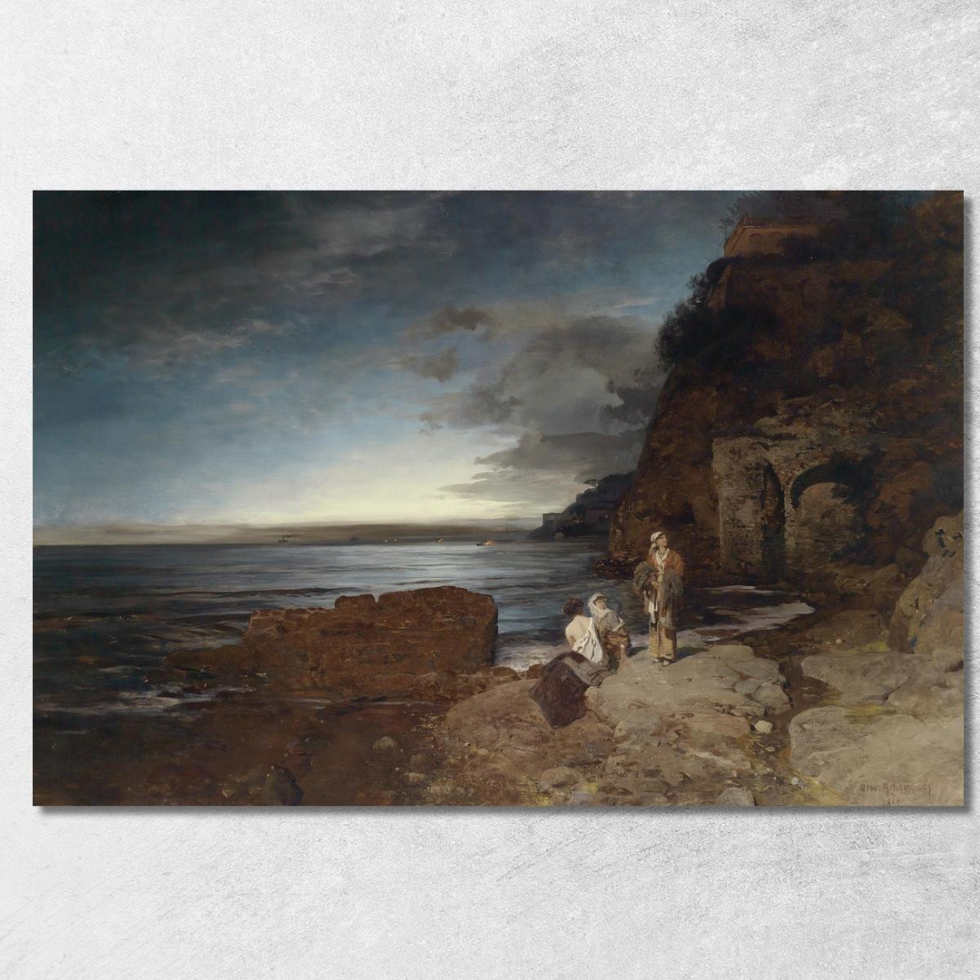 Sera Sulla Costa Oswald Achenbach oac4 quadro stampato su tela