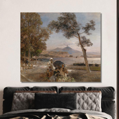 Atmosfera Serale Nel Golfo Di Napoli Oswald Achenbach oac5 quadro stampato su tela