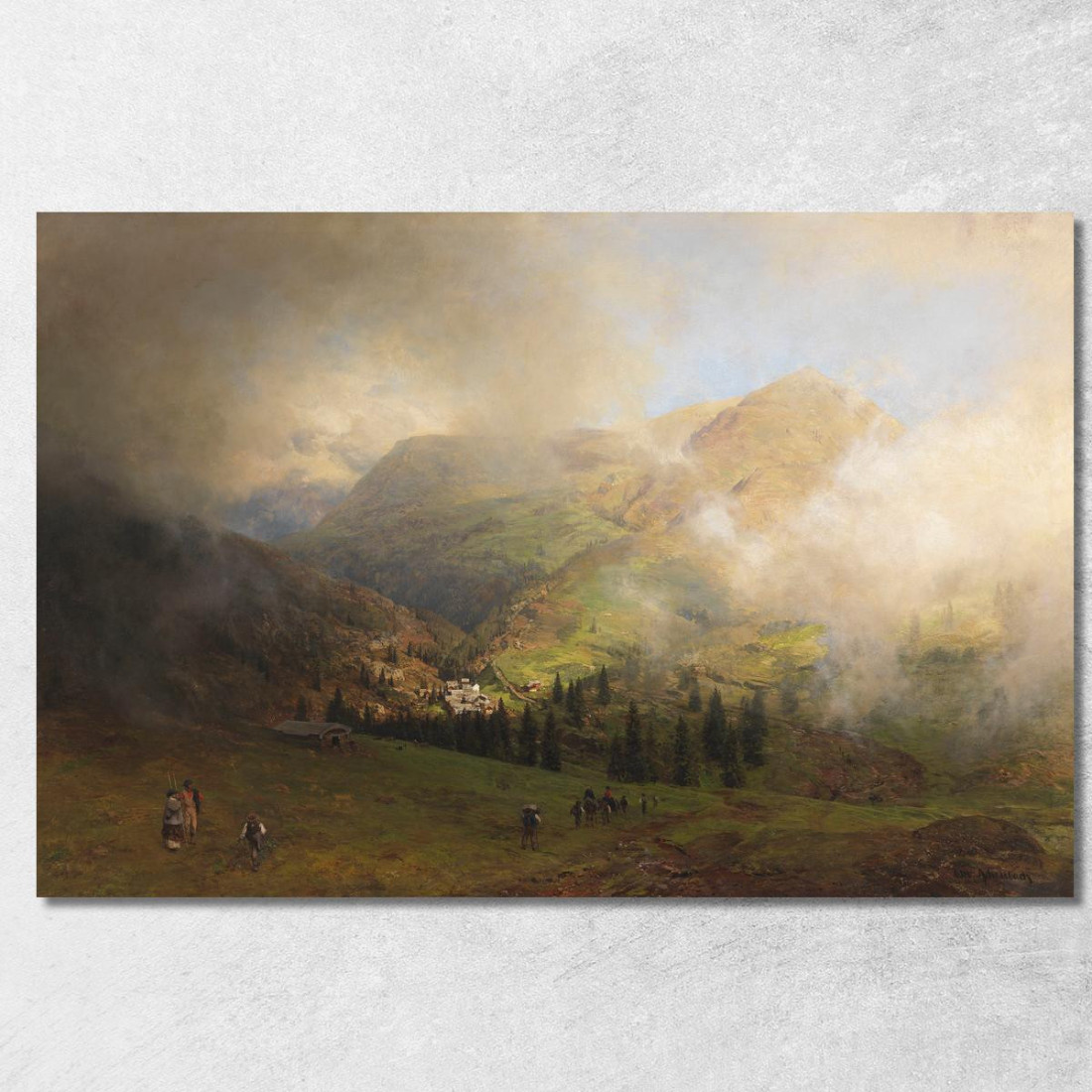Veduta Del Monte Rigi Oswald Achenbach oac12 quadro stampato su tela