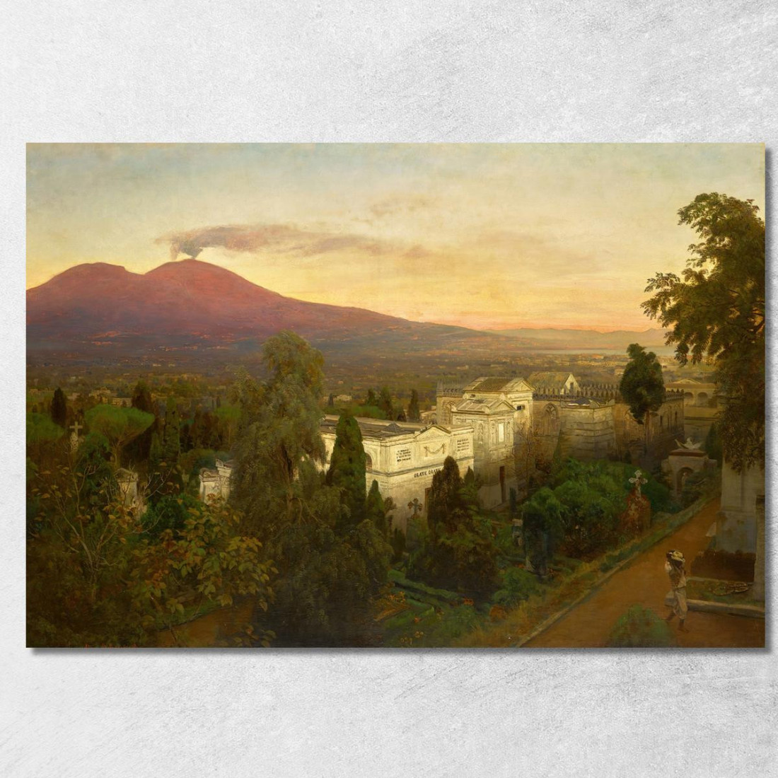 Campo Santo A Poggioreale Con Il Vesuvio Sullo Sfondo Oswald Achenbach oac14 quadro stampato su tela