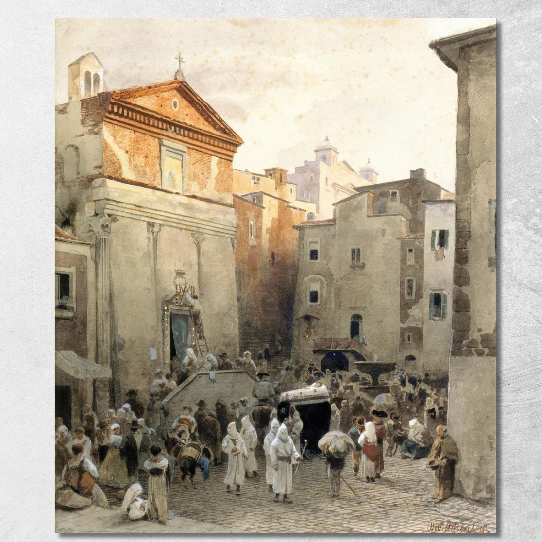 Funerale A Palestrina Oswald Achenbach oac18 quadro stampato su tela