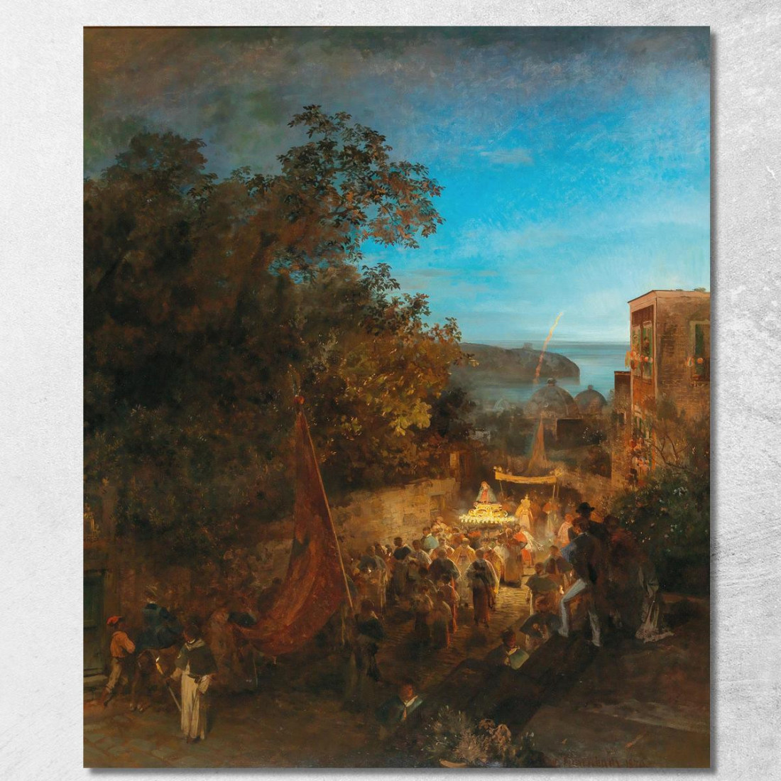 Ischia – Festa Di Sant'Anna A Casamicciola Oswald Achenbach oac25 quadro stampato su tela