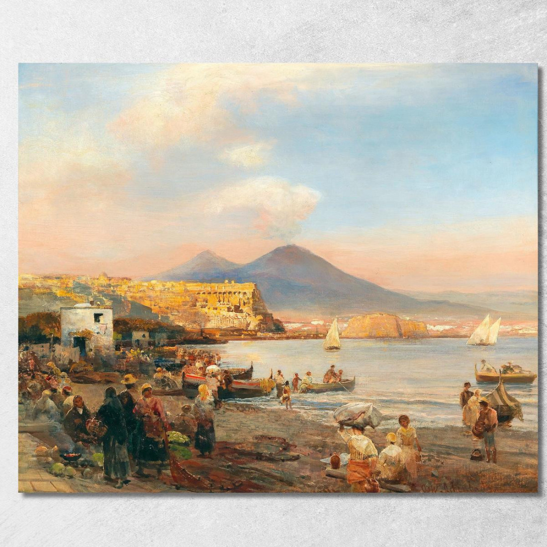 Tramonto Nella Baia Di Napoli Oswald Achenbach oac30 quadro stampato su tela