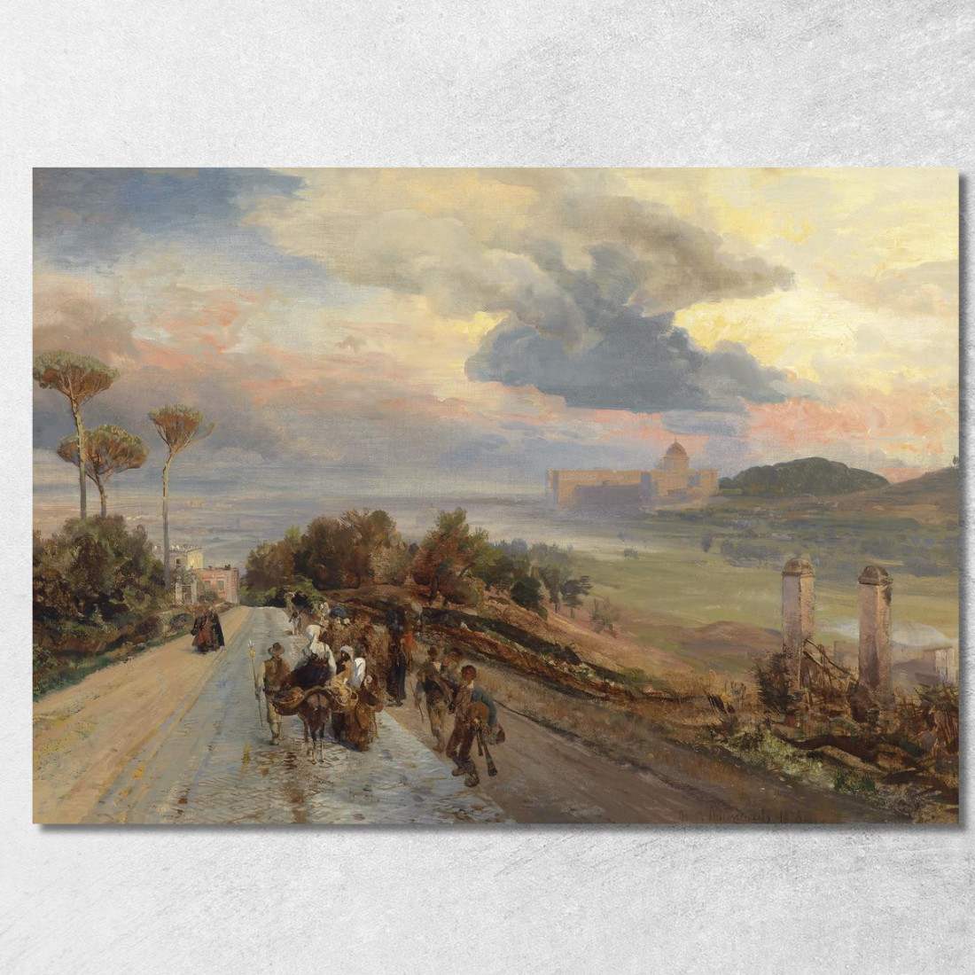 Via Cassia Vicino A Roma Oswald Achenbach oac35 quadro stampato su tela