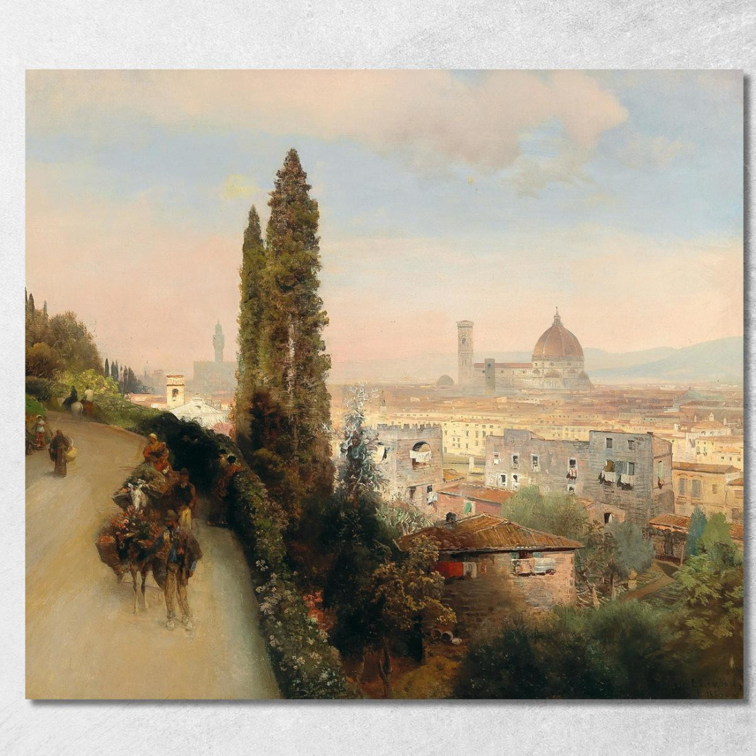 Vista Di Firenze Oswald Achenbach oac36 quadro stampato su tela