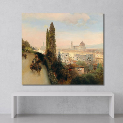 Vista Di Firenze Oswald Achenbach oac36 quadro stampato su tela