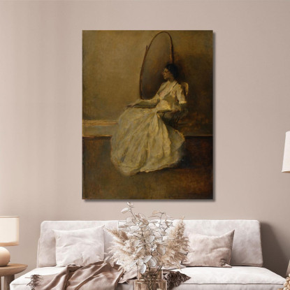 Donna In Bianco N. 1 Thomas Wilmer Dewing twd12 quadro stampato su tela