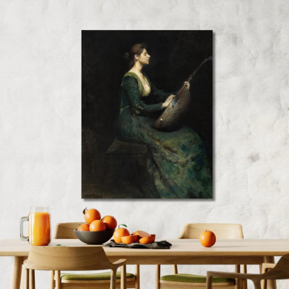 Donna Con Un Liuto Thomas Wilmer Dewing twd15 quadro stampato su tela