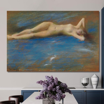 Figura Femminile Distesa Nuda Thomas Wilmer Dewing twd23 quadro stampato su tela