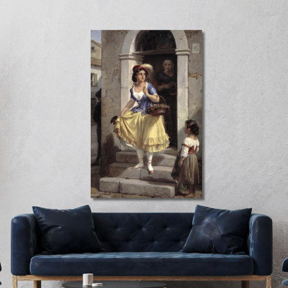 Una Donna Italiana In Cammino Verso Il Carnevale Wilhelm Marstrand wmr6 quadro stampato su tela