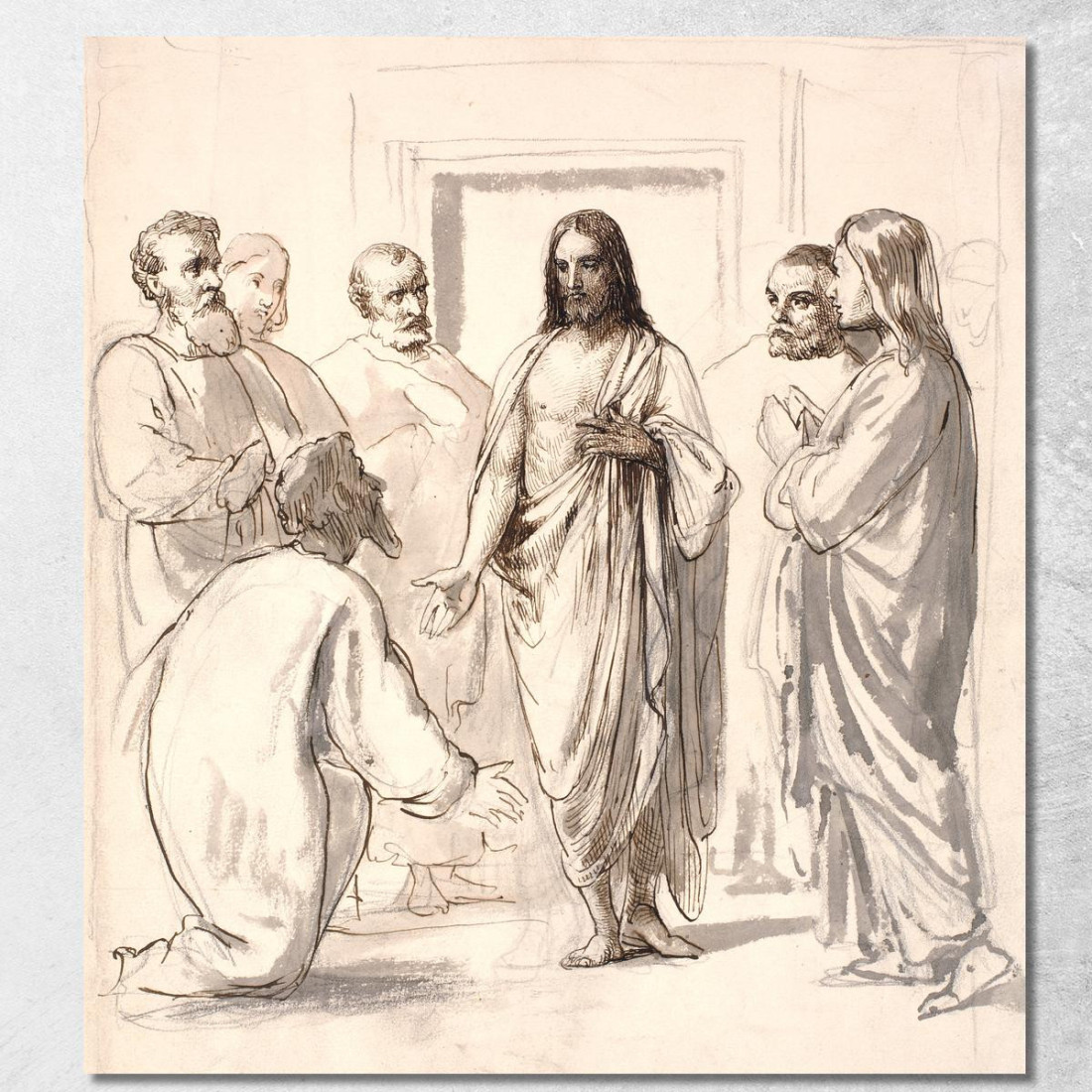 Cristo E L'Incredulo Tommaso Wilhelm Marstrand wmr10 quadro stampato su tela