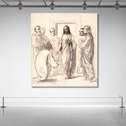 Cristo E L'Incredulo Tommaso Wilhelm Marstrand wmr10 quadro stampato su tela