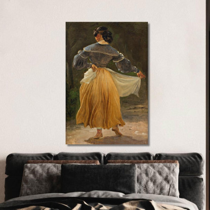 Donna Romana Danzante. Studio Per "Romani Riuniti Per Festeggiare In Un'Osteria" Wilhelm Marstrand wmr16 quadro stampato su tel