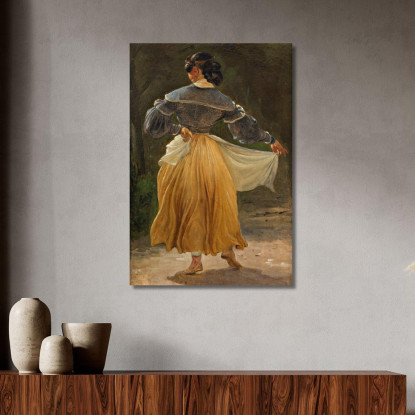 Donna Romana Danzante. Studio Per "Romani Riuniti Per Festeggiare In Un'Osteria" Wilhelm Marstrand wmr16 quadro stampato su tel