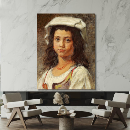 Una Giovane Italiana Con Un Copricapo Bianco Wilhelm Marstrand wmr22 quadro stampato su tela
