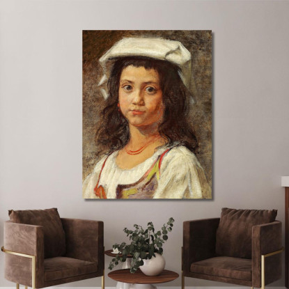 Una Giovane Italiana Con Un Copricapo Bianco Wilhelm Marstrand wmr22 quadro stampato su tela