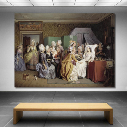 Scena Da "La Stanza Del Parto" Di Ludvig Holberg Wilhelm Marstrand wmr59 quadro stampato su tela