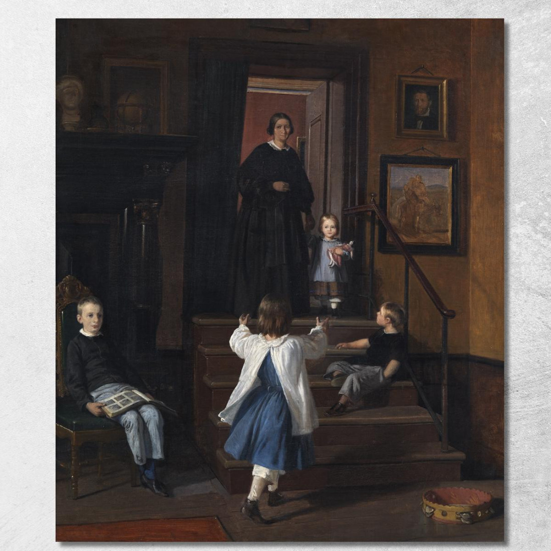 La Moglie E I Figli Dell'Artista Nello Studio A Charlottenborg Wilhelm Marstrand wmr66 quadro stampato su tela