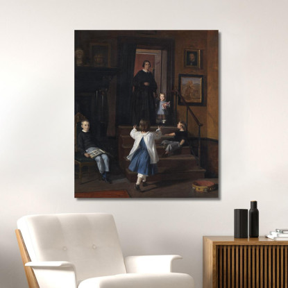 La Moglie E I Figli Dell'Artista Nello Studio A Charlottenborg Wilhelm Marstrand wmr66 quadro stampato su tela