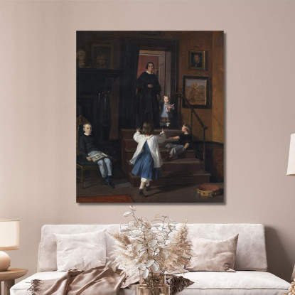 La Moglie E I Figli Dell'Artista Nello Studio A Charlottenborg Wilhelm Marstrand wmr66 quadro stampato su tela