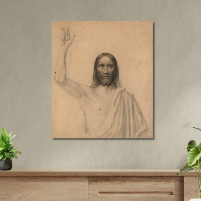 Cristo Benedicente. Mezzobusto Frontale Wilhelm Marstrand wmr70 quadro stampato su tela