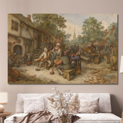 Festa Dei Contadini In Una Strada Di Città Adriaen van Ostade avo33 quadro stampato su tela