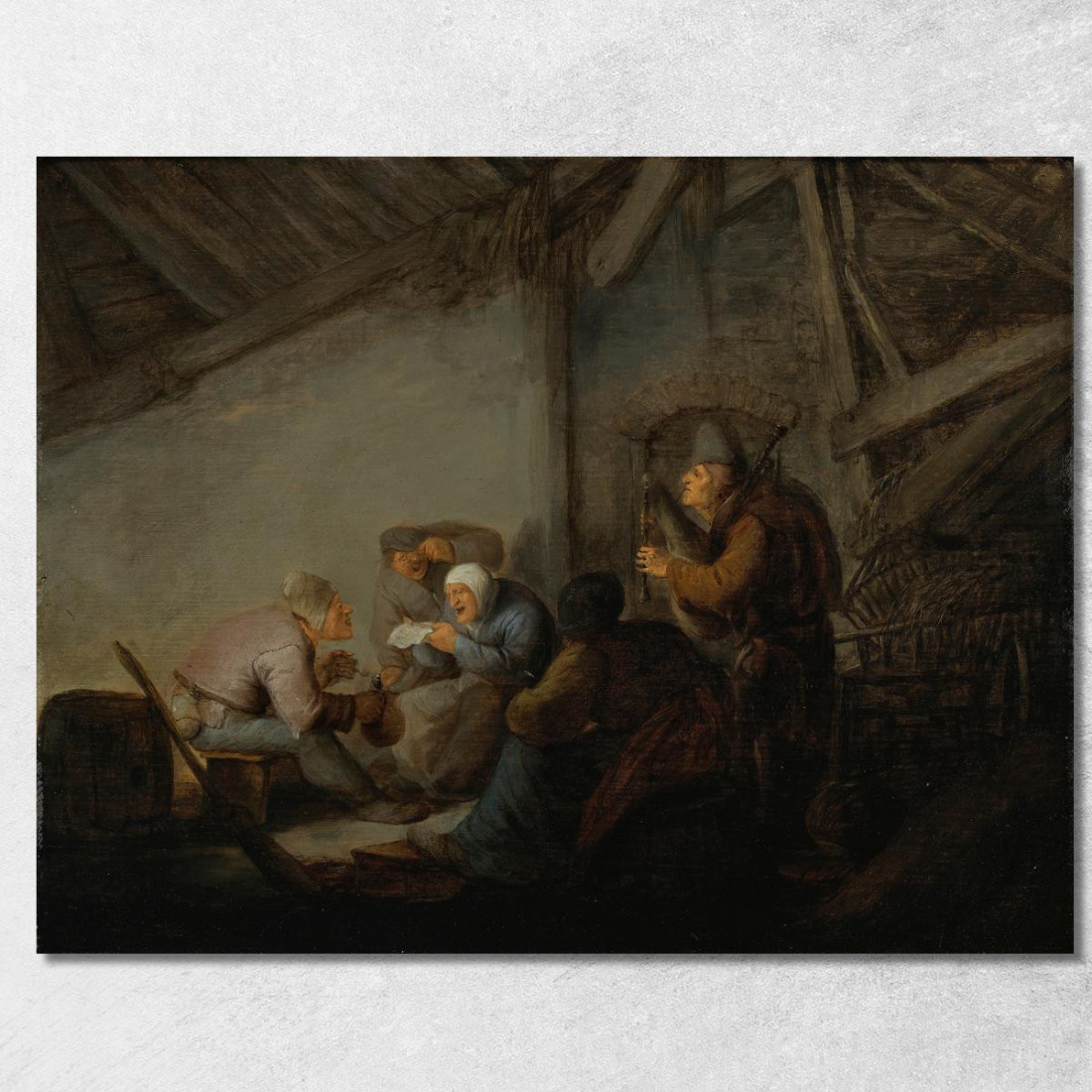 Contadini In Una Taverna Possibilmente Una Rappresentazione Del Senso Dell'Udito Adriaen van Ostade avo41 quadro stampato su te