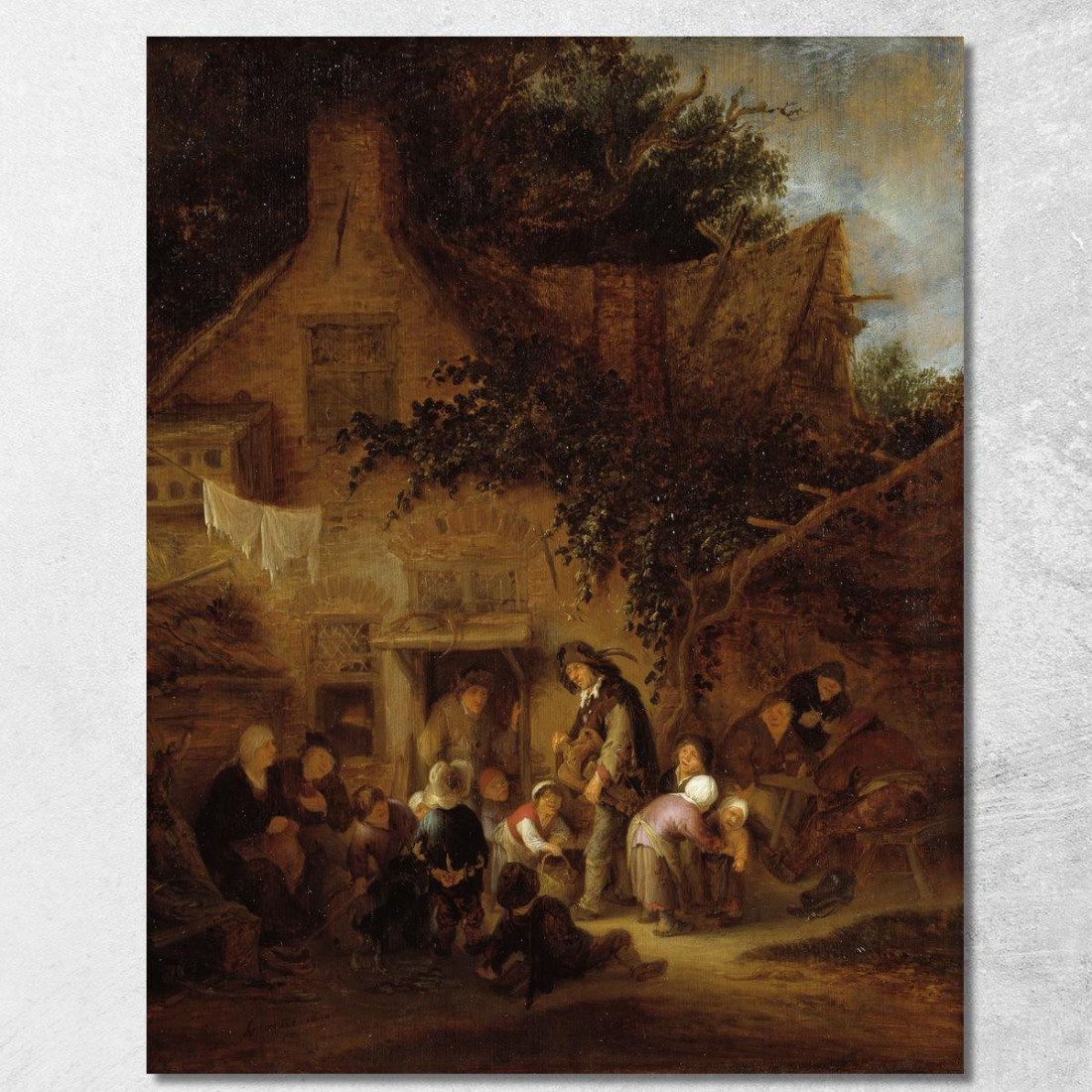 L'Organettista Fuori Da Un Cottage Adriaen van Ostade avo55 quadro stampato su tela
