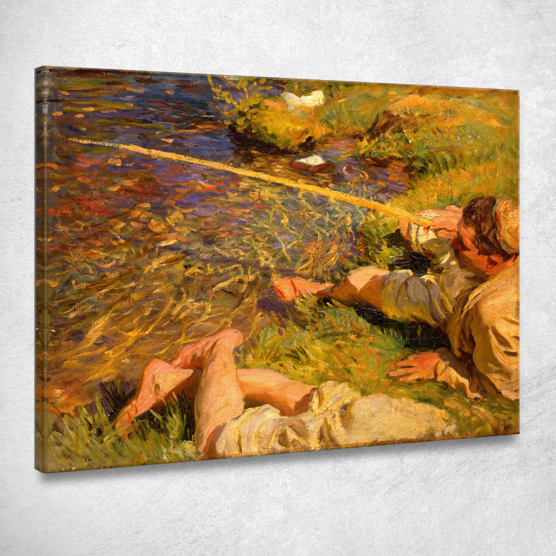 Val D'Aosta Un Uomo Che Pesca John Singer Sargent jss352 quadro stampato su tela