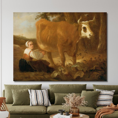 Una Lattaia Con Una Mucca Aelbert Cuyp acu2 quadro stampato su tela