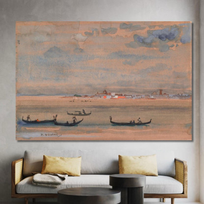 Gondole Arthur Bowen Davies abd28 quadro stampato su tela