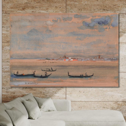 Gondole Arthur Bowen Davies abd28 quadro stampato su tela