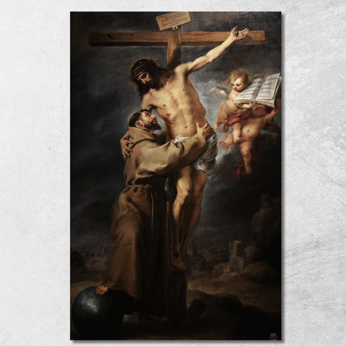 San Francesco D'Assisi Che Abbraccia Cristo Crocifisso Bartolomé Estebán Murillo bem17 quadro stampato su tela