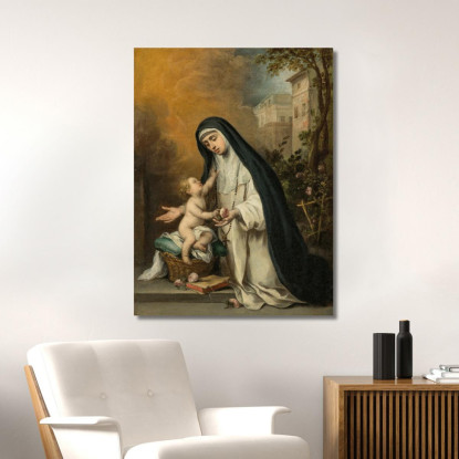 Santa Rosa Da Lima Bartolomé Estebán Murillo bem21 quadro stampato su tela