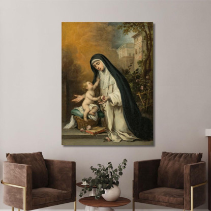 Santa Rosa Da Lima Bartolomé Estebán Murillo bem21 quadro stampato su tela