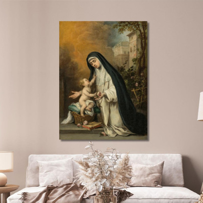 Santa Rosa Da Lima Bartolomé Estebán Murillo bem21 quadro stampato su tela