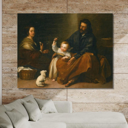La Sacra Famiglia In Un Interno Bartolomé Estebán Murillo bem34 quadro stampato su tela