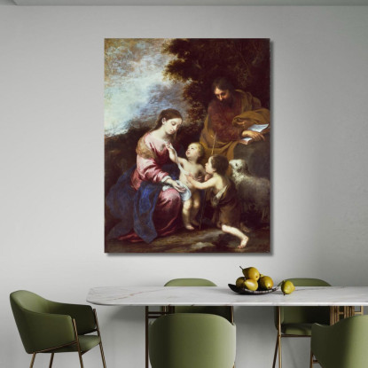 La Sacra Famiglia Con Il Piccolo Battista Bartolomé Estebán Murillo bem35 quadro stampato su tela