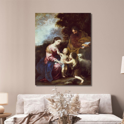 La Sacra Famiglia Con Il Piccolo Battista Bartolomé Estebán Murillo bem35 quadro stampato su tela