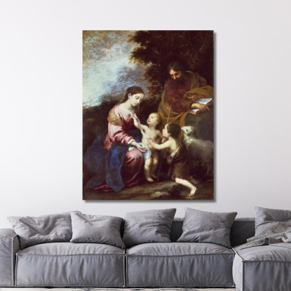 La Sacra Famiglia Con Il Piccolo Battista Bartolomé Estebán Murillo bem35 quadro stampato su tela