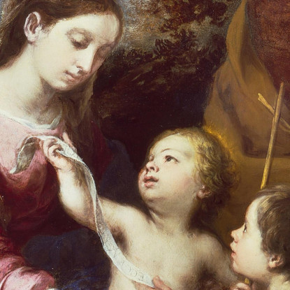 La Sacra Famiglia Con Il Piccolo Battista Bartolomé Estebán Murillo bem35 quadro stampato su tela