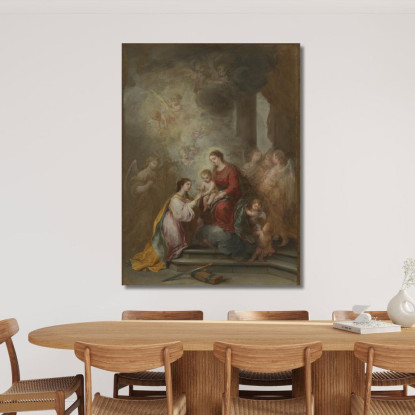 Le Nozze Mistiche Di Santa Caterina Bartolomé Estebán Murillo bem38 quadro stampato su tela