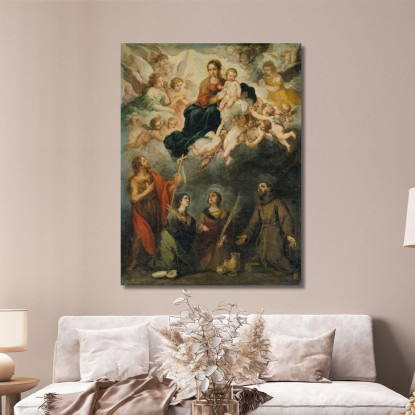 La Vergine Con Il Bambino Con I Santi Bartolomé Estebán Murillo bem50 quadro stampato su tela