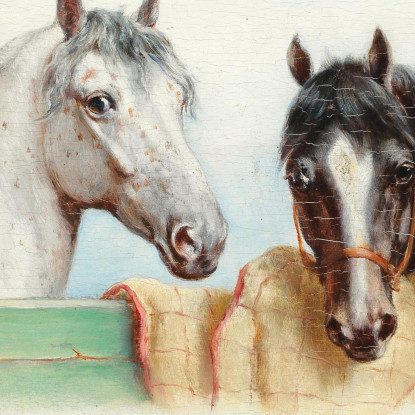 Un Cane E Quattro Cavalli Carl Reichert crc22 quadro stampato su tela