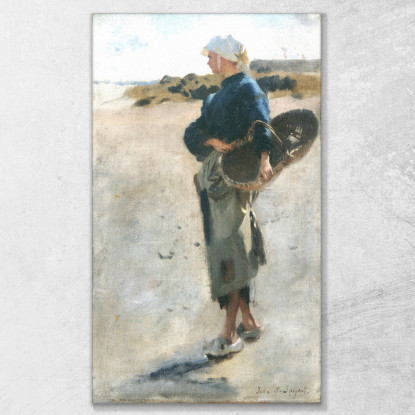 Ragazza Bretone Con Un Cestino John Singer Sargent jss379 quadro stampato su tela
