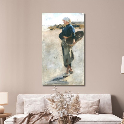 Ragazza Bretone Con Un Cestino John Singer Sargent jss379 quadro stampato su tela