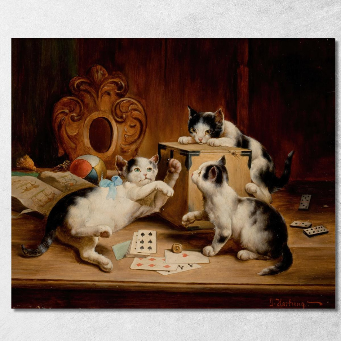 Giocando A Carte Carl Reichert crc43 quadro stampato su tela