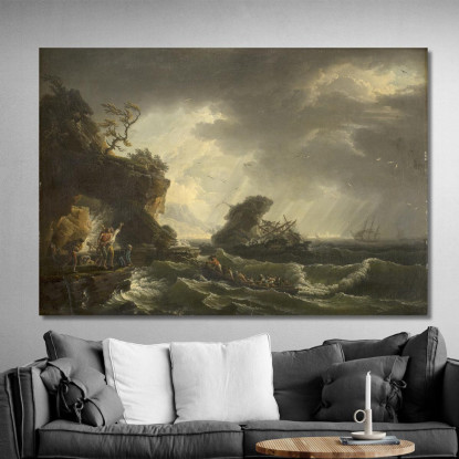 Un Naufragio 2 Claude-Joseph Vernet cjv8 quadro stampato su tela