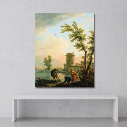 Pescatori All'Alba Claude-Joseph Vernet cjv15 quadro stampato su tela